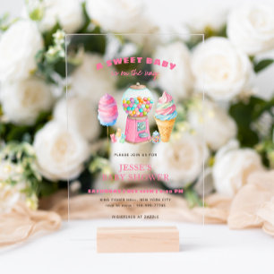 Candy Pink Eine süße Babydusche ist auf dem Weg Acryleinladungen