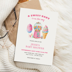 Candy Pink Eine süße Babyparty ist auf dem Weg Einladung