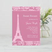 Candy Pink in Paris Geburtstag Einladung (Stehend Vorderseite)