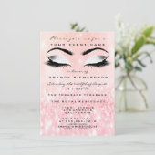 Candy Pink Makeup Weißer Glitzer 16. Brautparty Einladung (Stehend Vorderseite)