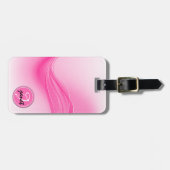 Candy Pink Modern Waves Monogramm Gepäckanhänger (Vorderseite horizontal)