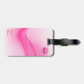 Candy Pink Modern Waves Monogramm Gepäckanhänger (Rückseite horizontal)
