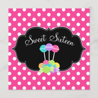 Candy Pink Polka Dot Sweet 16 Geburtstag Einladung
