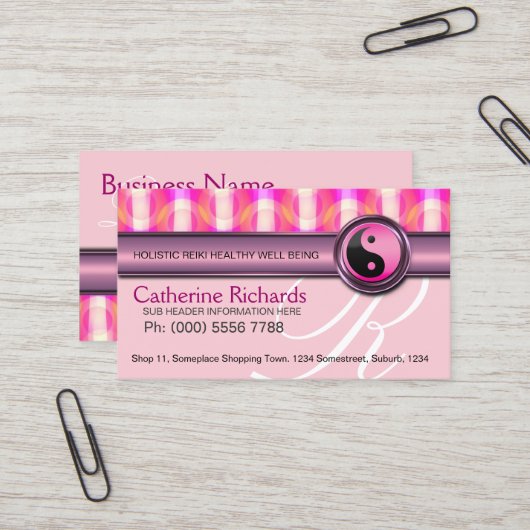 Candy Pink Reiki Health & Beauty Business Cards Visitenkarte (Vorderseite/Rückseite Beispiel)