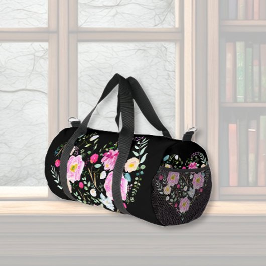 Candy Pink Roses & Herz Duffle Bag