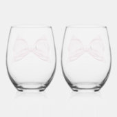 Candy Pink Satin Bow Stemless Weinglas Ohne Stiel (Rückseite)