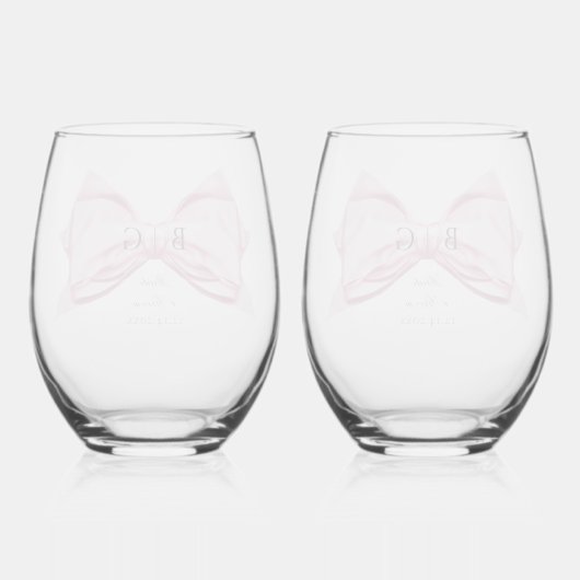Candy Pink Satin Bow Stemless Weinglas Weinglas Ohne Stiel (Rückseite)