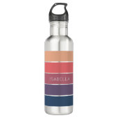 Candy Pink und Serene Blue Aesthetic Stripes Edelstahlflasche (Vorderseite)