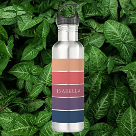 Candy Pink und Serene Blue Aesthetic Stripes Edelstahlflasche