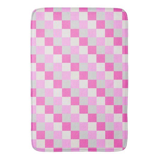 Candy Pink und White Karo Muster Badematte (Vorderseite Vertikal)