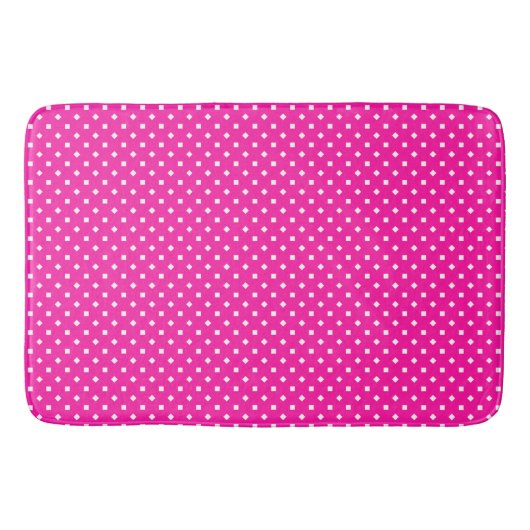Candy Pink White Girly Square Polka Dot Pattern Badematte (Vorderseite)