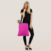 Candy Pink White Girly Square Polka Dot Pattern Tasche (Am Model)