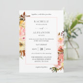 Candy Pink & Yellow Floral 2 Wedding Einladung (Stehend Vorderseite)