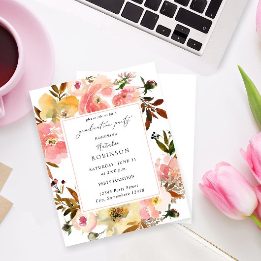 Candy Pink & Yellow Floral Graduation Party