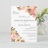 Candy Pink & Yellow Floral Wedding Einladung (Stehend Vorderseite)