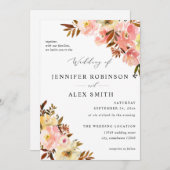 Candy Pink & Yellow Floral Wedding Einladung (Vorne/Hinten)