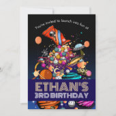 Candy Planets im Weltraum Geburtstagsparty Einladung (Vorderseite)