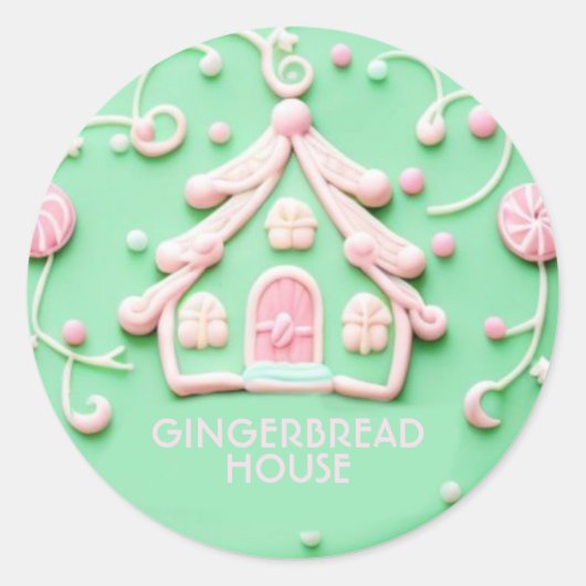 Candy/Pnk Gingerbread House/Classic Round Sticker (Vorderseite)