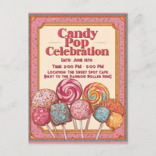 "Candy Pop Celebration" Einladung mit Lollipops