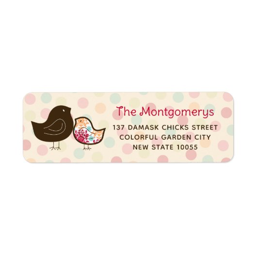 Candy Pop Cute Damask Chicks Baby Shower Address (Vorne)