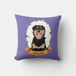 Candy Portrait Rottweiler Dog Lila Orange Kissen