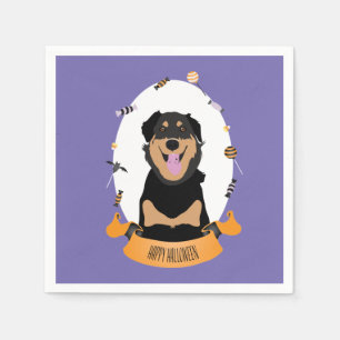Candy Portrait Rottweiler Dog Lila Orange Serviette