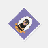 Candy Portrait Rottweiler Dog Lila Orange Serviette (Ecke)