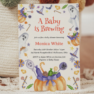 Candy Pumpkin Ghosts Halloween Baby Brewing Dusche Einladung