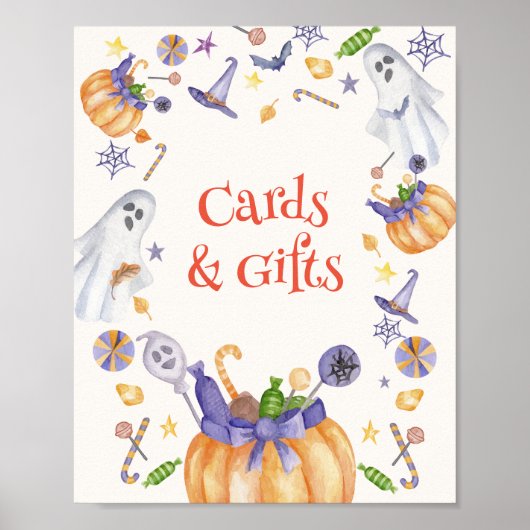 Candy Pumpkin Ghosts Halloween Karten & Geschenke Poster (Vorne)