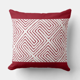 Candy Red and White African Mud Stoffmuster Kissen