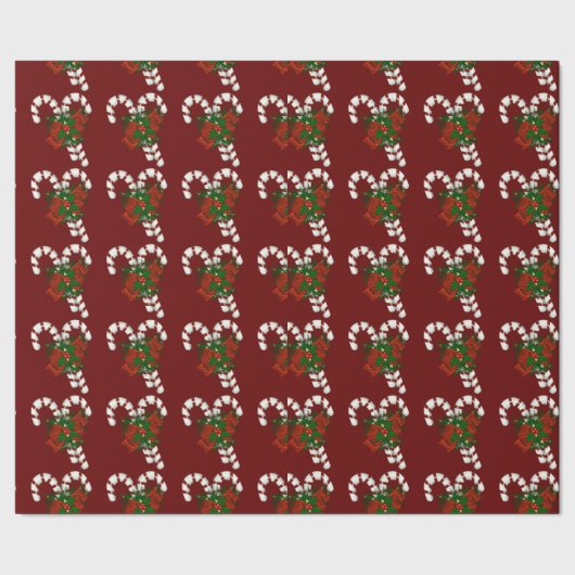 Candy Red Candy Cane Wrapping Paper Geschenkpapier (Saum)