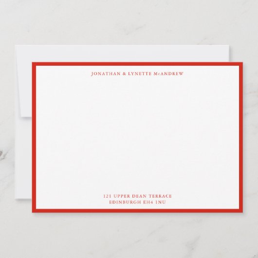 Candy Red Classic Border Flat Note Card Mitteilungskarte (Vorderseite)