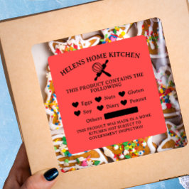 Candy Red Food Allergy Alert Bakery Sticker