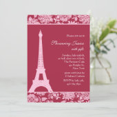 Candy Red in Paris Bridal Dusche Einladung (Stehend Vorderseite)