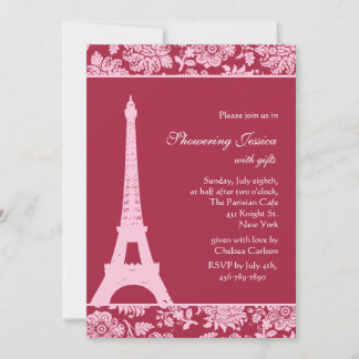 Candy Red in Paris Bridal Dusche Einladung
