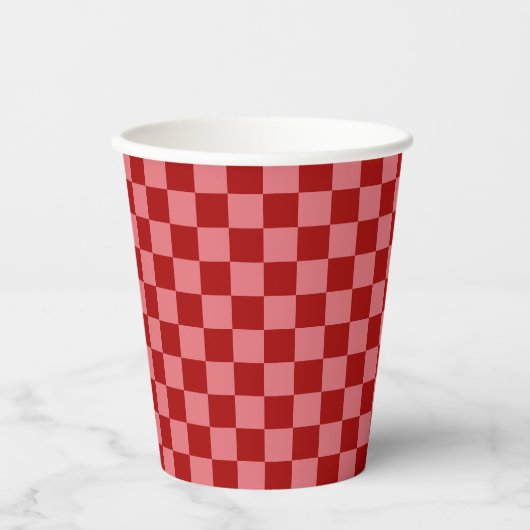 Candy Red und Candy Pink Checkerboard Pappbecher (Vorderseite)