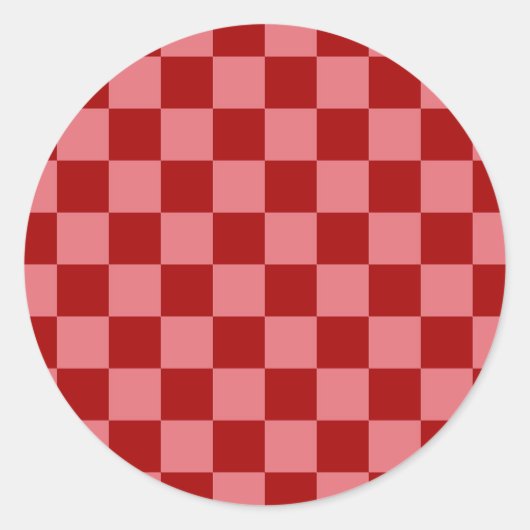 Candy Red und Candy Pink Checkerboard Runder Aufkleber (Vorderseite)