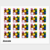 Candy Regenbogenkugeln Quadratischer Aufkleber (Blatt)