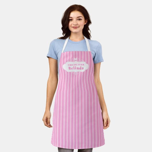 Candy rosa stripe chocolatier oder cake baker schürze (Getragen)