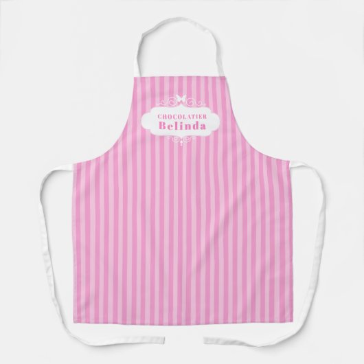 Candy rosa stripe chocolatier oder cake baker schürze (Vorderseite)