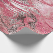 Candy Rose Silver Brush Molten Marble Shiny Glam Geschenkpapier (Ecke)