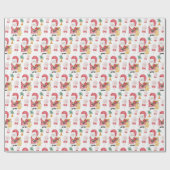 Candy Santa Christmas Pattern Wasserfarbe Geschenkpapier (Flach)