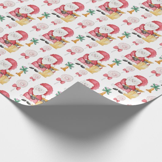 Candy Santa Christmas Pattern Wasserfarbe Geschenkpapier (Ecke)