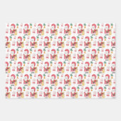 Candy Santa Christmas Pattern Wasserfarbe Geschenkpapier Set (Vorderseite)