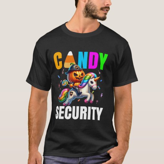 Candy Security Ghost Pumpkin Halloween Vater Mama T-Shirt (Vorderseite)