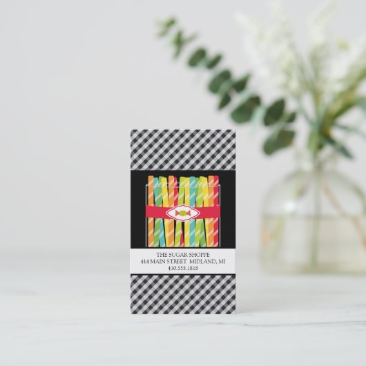 Candy Shop Business Cards Visitenkarte (Stehend Vorderseite)