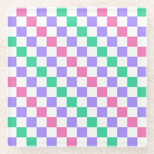 Candy shop diagonal checkerboard pattern glasuntersetzer (Vorderseite)