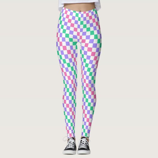 Candy shop diagonal checkerboard pattern leggings (Vorderseite)