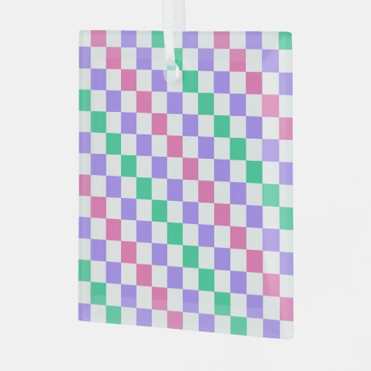 Candy shop diagonal checkerboard pattern ornament aus glas (Vorderseite links)