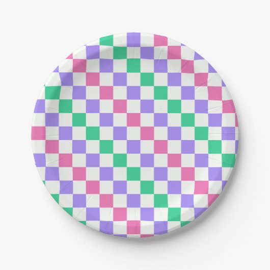 Candy shop diagonal checkerboard pattern pappteller (Vorderseite)